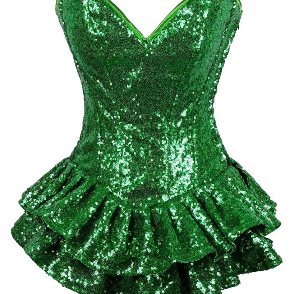 Daisy Corsets Top Drawer Green sequin mini dress NWT Size 6X